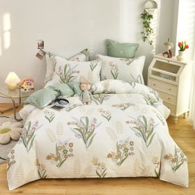 Cotton Single And Double Student Dormitory Three Piece Quilt Cover (Option: Lily of the valley language-Double Quilt Cover 200X 230cm)