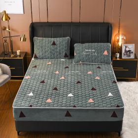 Crystal Pile Clip Cotton Bed Bonnet Thickened Coral Pile Bed Cover In Autumn And Winter (Option: Wonderful triangle-180x220cm and30cm)