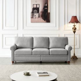 Linen Fabric Upholstery with Storage Sofa (Color: Grey)