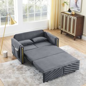 Luxury 3-in-1 Convertible Sleeper Sofa Bed Couch, 55" Pull Out Couch for Living Room (Color: as Pic)