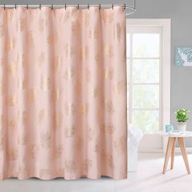 HIG Glitterr Foil Palm Tree Leaf Printed Shower Curtain, Modern Tropical Fabric Shower Curtains for Bathroom Decor, Decorative Shiny Bath Curtain (Color: Blush, size: 72x72 inches)