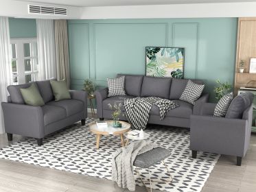 U_STYLE Polyester-blend 3 Pieces Sofa Set (Color: Gray)