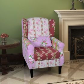 Armchair with Patchwork Design Fabric (Color: Multicolour)