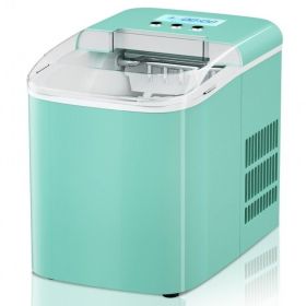 26 lbs Countertop LCD Display Ice Maker with Ice Scoop (Color: Green)