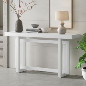 Contemporary Console Table with Wood Top, Extra Long Entryway Table for Entryway, Hallway, Living Room, Foyer, Corridor (Color: White, Material: Solid Wood+MDF)