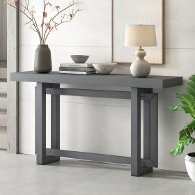 Contemporary Console Table with Wood Top, Extra Long Entryway Table for Entryway, Hallway, Living Room, Foyer, Corridor (Color: Dark Gray, Material: Solid Wood+MDF)