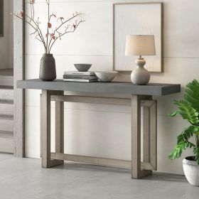 Contemporary Console Table with Wood Top, Extra Long Entryway Table for Entryway, Hallway, Living Room, Foyer, Corridor (Color: Gray, Material: Solid Wood+MDF)