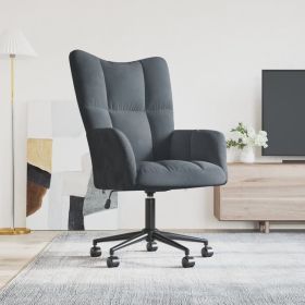 Relaxing Chair Dark Gray Velvet (Color: Gray)