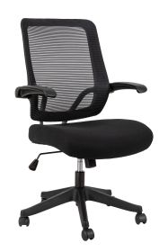 Task office chair with filp up arms; mid-mesh task chair; Max Upload 300lbs (Color: Black)