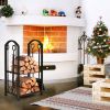 Fireplace Log Rack with 4 Pieces Fireplace Tools