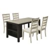 Farmhouse Wood 5-Piece Dining Table Set with 2-Tier Storage Shelves,Kitchen Set for 4 with Padded Dining Chairs