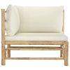 Patio Corner Sofa with Cushions Bamboo