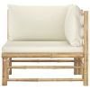 Patio Corner Sofa with Cushions Bamboo