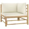 Patio Corner Sofa with Cushions Bamboo