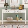 Rustic Entryway Console Table, 60" Long Sofa Table with two Different Size Drawers and Bottom Shelf for Storage