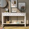 Rustic Entryway Console Table, 60" Long Sofa Table with two Different Size Drawers and Bottom Shelf for Storage