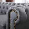 Classic Chesterfield Sofa Brown Faux Leather