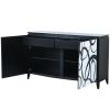 Modern Sideboard Buffet Storage Cabinet with 2 Decorative Doors, 2 Drawers and 4 shelves for Living room, Entryway