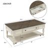 Two-tone Retro Cocktail Table Coffee Table Easy Assembly Movable with Caster Wheels for Livingroom (Antique Gray)