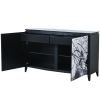 Modern Sideboard Buffet Storage Cabinet with 2 Decorative Doors, 2 Drawers and 4 shelves for Living room, Entryway