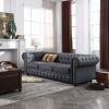 Classic Chesterfield Sofa Brown Faux Leather