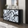 Modern Sideboard Buffet Storage Cabinet with 2 Decorative Doors, 2 Drawers and 4 shelves for Living room, Entryway