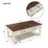 Two-tone Retro Cocktail Table Coffee Table Easy Assembly Movable with Caster Wheels for Livingroom (Antique Gray)