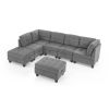 L shape Modular Sectional Sofa; DIY Combination; includes Three Single Chair ; Two Corner and Two Ottoman