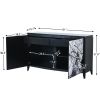 Modern Sideboard Buffet Storage Cabinet with 2 Decorative Doors, 2 Drawers and 4 shelves for Living room, Entryway