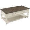 Two-tone Retro Cocktail Table Coffee Table Easy Assembly Movable with Caster Wheels for Livingroom (Antique Gray)