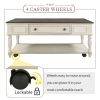 Two-tone Retro Cocktail Table Coffee Table Easy Assembly Movable with Caster Wheels for Livingroom (Antique Gray)