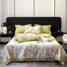 Tencel Summer Duvet Four-piece Washed Silk (Option: Guole Green-Four Sets 200x230cm)