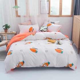 Washed Cotton Four-piece Bedding Set Autumn Single (Option: Cute Radish-180cm)