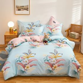 Cotton Single And Double Student Dormitory Three Piece Quilt Cover (Option: Blue Love-Double Quilt Cover 220x 240cm)