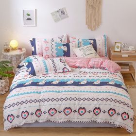 Washed Cotton Four-piece Bedding Set Autumn Single (Option: Love Cute-220cm)