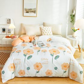 Cotton Single And Double Student Dormitory Three Piece Quilt Cover (Option: Flower Warm Kafuu-Single Quilt Cover 150 X200cm)