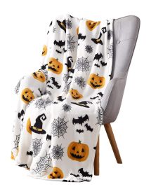 Halloween Pumpkin Bat Holiday Printing Flannel Blanket (Option: No 2-130x150cm)